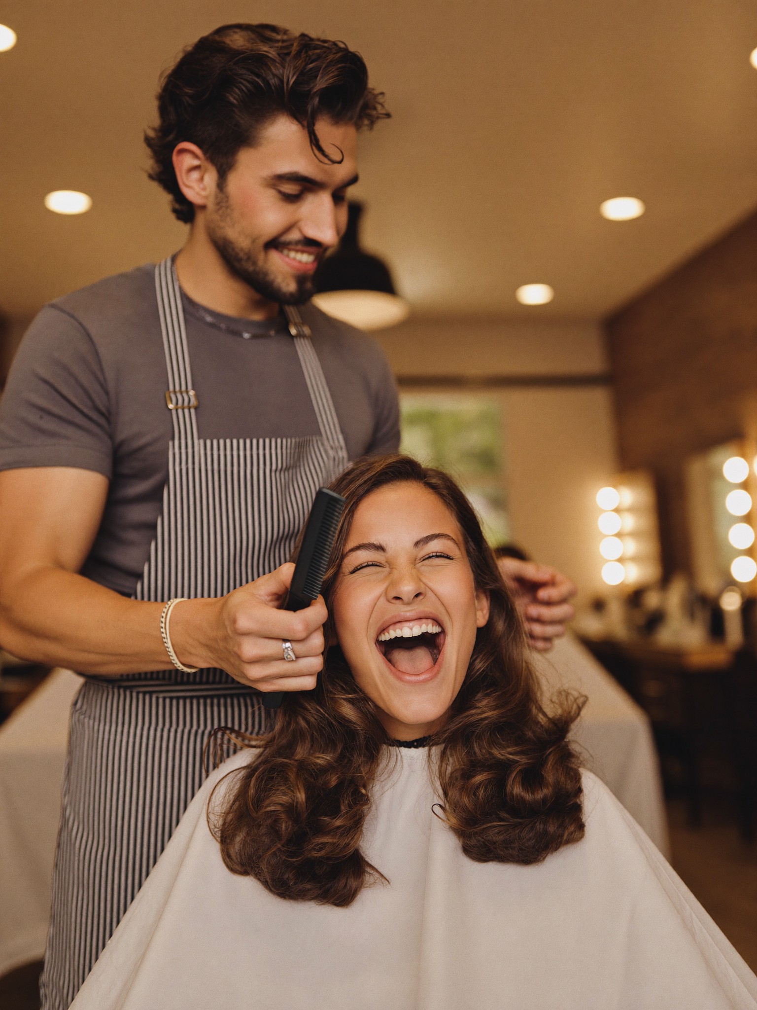 Stylist och kund hos Din Salong